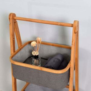 Étagère de rangement en tissu à 3 niveaux, panier organisateur, bac, chambre à coucher, salon, cuisine, gris - Product Image 5