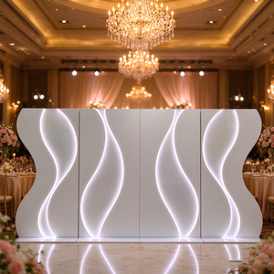 Telones de Fondo para Bodas 2026, con Luces LED Blancas, Pared Ondulada Brillante, Soporte Metálico Resistente para Eventos y Bodas - Product Image 1