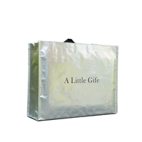 Logo personnalisé réutilisable argent fleur cadeau Goodie sacs métallique imprimé voyage fourre-tout grands fête faveur sacs pour anniversaire mariage