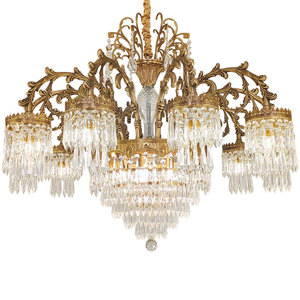 Lámpara de Araña de Cristal con Acabado Dorado, Base para Bombilla E26, LED Blanco Cálido de 3500K, Altura Ajustable, Ra90, Lámpara Colgante Grande para Sala de Estar - Product Image 2