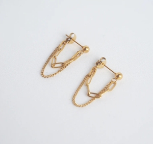 Boucles d'oreilles pendantes en acier inoxydable style bohème avec chaîne simple <span class=keywords><strong>Jules</strong></span> pour femme - Inspire Jewelry - Product Image 2