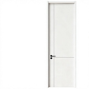 Puerta Interior Minimalista de MDF Blanco Sólido con Manija Negra, Apertura Manual, Superficie Acabada - Product Image 1