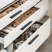 Poignée de porte de placard et armoire en aluminium brossé argenté, moderne, pour chambre, hôtel, cuisine, salle à manger - Grande Vente