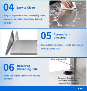 Estante de Pared y para Microondas de Acero Inoxidable de Grado Comercial NSF, Color Plateado - Product Image 3