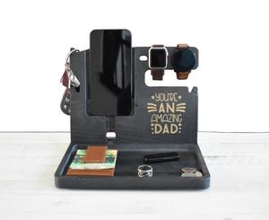 JUNJI Fathers Day Regalo di Legno Docking Station Regalo <span class=keywords><strong>per</strong></span> il Papà Regalo <span class=keywords><strong>per</strong></span> <span class=keywords><strong>lui</strong></span> di Legno stazione di ricarica - Product Image 5