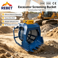 Godet de criblage rotatif REBET durable, personnalisable, avec maille de criblage, godet trommel, godet à tamis, godet squelette pour attache d'excavatrice