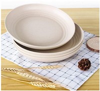 Ensemble d'assiettes à pâtes réutilisables écologiques, ensemble de vaisselle, assiettes incassables en paille de blé pour pique-nique et camping