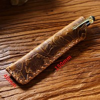 Étui portable en cuir véritable pour un seul stylo, pochette en cuir de vachette de qualité supérieure pour Apple Pencil, étui double pour stylos, motif gravé, fermeture éclair personnalisable