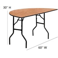 Table de banquet demi-lune pliante en bois et contreplaqué, style ferme moderne, pour extérieur et intérieur, idéale pour mariages, fêtes, bars, hôtels et restaurants