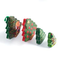 Boîte en fer blanc de Noël directe d'usine pour cadeau paquet de biscuits de bonbons pots en fer blanc de Noël personnalisés étain d'arbre de Noël en métal recyclable