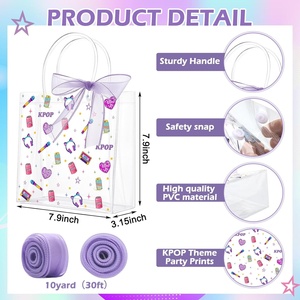 ถุงของขวัญธีมเคป๊อปแบบกำหนดเองพร้อมโบว์ริบบิ้น ของชำร่วยงานปาร์ตี้นักร้องดัง ถุงใส่ของขวัญพีวีซีใสแบบมีหูหิ้ว จำนวนมาก - Product Image 2