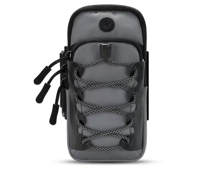 Water Resistant Polyester Hiking Running Sports Wrist Arm Bag Drawstring Fitness Adjustable Strap Wristband Phone Pouch Case