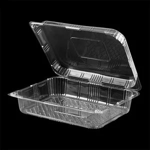 Clear Plastic Packaging Box PET Hinged Lid Salad Fruit Container Tamper Evident Deli Food Container