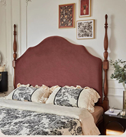 Lit double en bois massif de style antique français Paris 1,8 m, dossier haut, colonne romaine noire américaine, lit de princesse