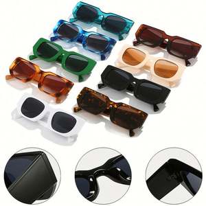 Lunettes de soleil œil de chat léopard bleues à grande monture, personnalisables avec logo, pour hommes et femmes, monture large, style carré, vente en gros - Product Image 3