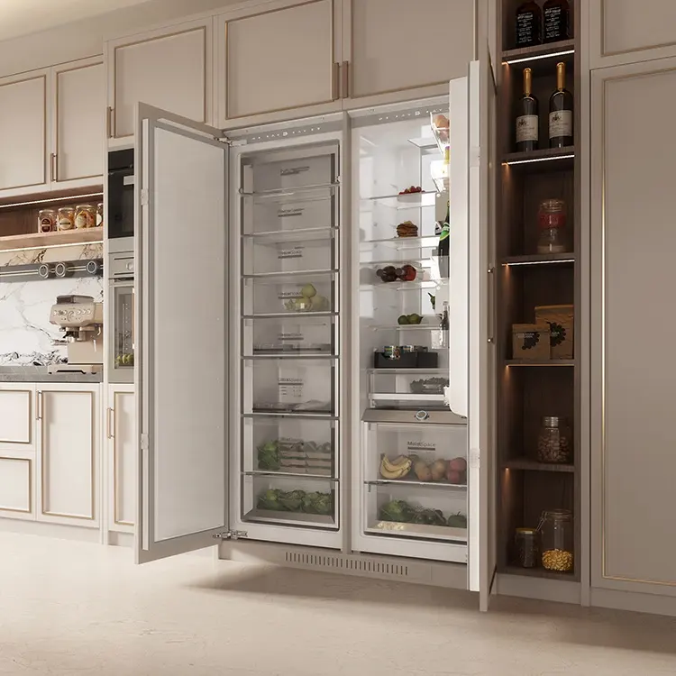 Refrigerador integrado de alta capacidad Sistema de descongelación sin escarcha Innovador integrado con función de congelación rápida