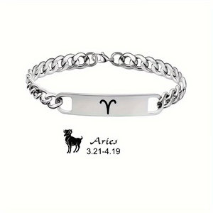 Pulseras y Brazaletes <span class=keywords><strong>de</strong></span> Moda <span class=keywords><strong>de</strong></span> Acero Inoxidable 316L Personalizados al por Mayor, Pulsera <span class=keywords><strong>de</strong></span> Cadena con <span class=keywords><strong>Signo</strong></span> Zodiacal para Hombre - Product Image 6