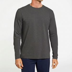 T-shirt décontracté pour homme en coton gris à manches longues, col rond, coupe ample, style streetwear, tricoté et respirant - Product Image 6