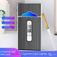Étui à cigarettes rechargeable avec allume-cigare USB fin, 20 allume-cigares intégrés