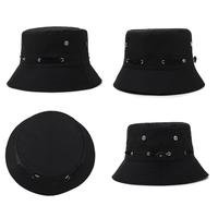 Casquette de pêcheur personnalisée à large bord avec broderie 3D couleur unie, motif feuille, cordon de serrage et camouflage pour l'été