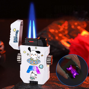 Encendedor de Cigarrillos de Doble Llama con Diseño de Dibujos Animados, Encendedor de <span class=keywords><strong>Gas</strong></span> Metálico Resistente al Viento con Diseño de Hello Kitty y Kuromi - Product Image 3