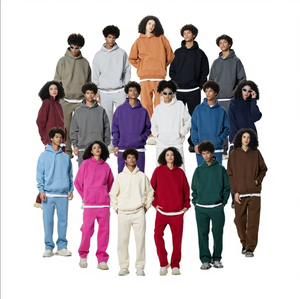 Conjunto de Sudadera con Capucha de Algodón de Alta Calidad para Primavera y Otoño, 350G, Sudadera Moderna para Chico, Pantalones Holgados y Cómodos - Product Image 2