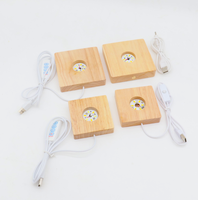 Lampe de nuit carrée LED, socles d'affichage LED en bois, lumière d'affichage carrée en bois pour cadeaux d'anniversaire, lampe intelligente 3D