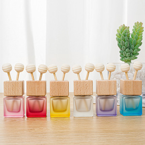Square Frosted Colored Empty 8ml Car Perfume Fragrance Bottle Car Air Freshener Perfume <strong>Diffuser</strong> Bottle With <strong>Vent</strong> <strong>Clip</strong> - Product Image 3