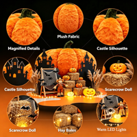 Kit de Décoration de Porche d'Halloween en Peluche Citrouille en Gros avec Découpes de Château Effrayant pour l'Aménagement d'Événements de Maisons Hantées