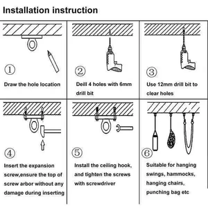 Plafond de yoga aérien <span class=keywords><strong>balançoire</strong></span> de gymnastique équipement de fitness hamac crochets d'<span class=keywords><strong>ancrage</strong></span> muraux accessoires de yoga <span class=keywords><strong>kit</strong></span> de suspension robuste - Product Image 4