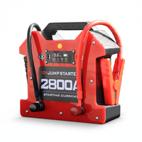 12V Starthilfe mit Luftpumpe 21200mAh Rot für LKW & Motorrad 2800A Spitzenstrom LED-Beleuchtung Digitalanzeige