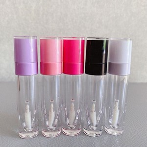 Tube de brillant à lèvres rond en plastique de 7 ml, avec applicateur, couleurs <span class=keywords><strong>rose</strong></span> fuchsia, violet, blanc, noir – En stock, vente chaude - Product Image 4