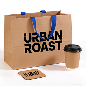 Sacs d'emballage à emporter en papier kraft brun pour café, écologiques, avec logo personnalisé imprimé pour restaurants - Product Image 1