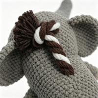 Jouet à mâcher pour chien en peluche en forme d'éléphant avec queue en corde tressée, jouet interactif couineur en tissu texturé durable pour CHIEN & CHAT