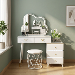 Modern Makeup Vanity Table <b>With</b> <b>Lighted</b> <b>Mirror</b> Storage Desk For Bedroom Furniture - Product Image 3