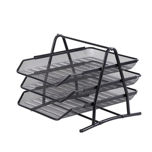 Organizador de Escritorio de Malla Negro, Bandeja Clasificadora de Archivos, Estante Multicapa para Almacenar Revistas, Documentos, Libros y Archivos - Product Image 1