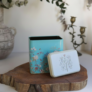 80x120x120 mm Pastel <b>Blue</b> Floral Design Rectangular Metal <b>Storage</b> <b>Box</b> with Slip Lid 1L Capacity Baskets - Product Image 3