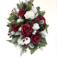 Pot de fleurs artificiel en soie résistant aux intempéries pour centre de table funéraire, commémoration, cimetière, ou hommage funéraire pour tombes