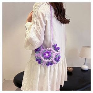 Handmade Crocheted 3D Bubble <b>Flower</b> Shoulder Crossbody Bag for Women Fresh Sweet Crescent <b>Single</b> Strap Fashionable Design - Product Image 2