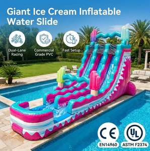 Toboggan aquatique gonflable écologique à double piste, capacité 600 kg, personnalisable, pour fêtes d'été pour enfants, <span class=keywords><strong>jardin</strong></span>, CE EN4960 - Product Image 1
