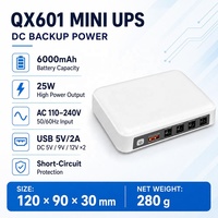 Qitai QX601 Mini UPS 6000mAh Power Bank Wifi Portabel 12v UPS Power Supply DC 5V/9V/12V DC Mini UPS untuk Router untuk Kamera CCTV