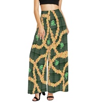 Nouveaux produits d'été personnalisation exclusive grande taille pantalon à jambes larges Hawaii Lei imprimer à la demande taille haute pantalon à jambes larges femmes