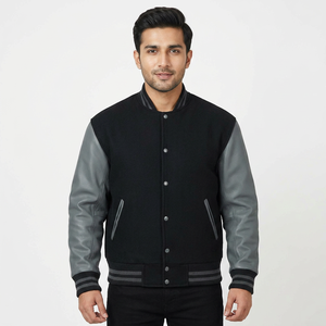 Dernier design, meilleure qualité, veste de baseball en laine 100% avec manches en cuir, fabriquée au Pakistan, pour hommes - Product Image 1