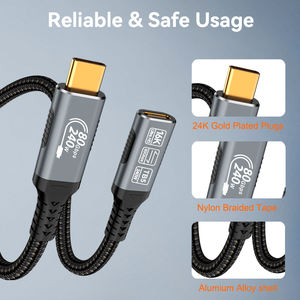 Кабель-удлинитель A393-7 16K Type-C <span class=keywords><strong>USB</strong></span> 4.0 (штекер-гнездо), 240 Вт PD, 80 Гбит/с, Thunderbolt 5, для зарядки и передачи данных, 8K, ПВХ, для ноутбуков - Product Image 2