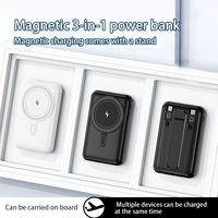 Nouvelle batterie externe magnétique sans fil 22,5 W 10000 mAh avec support intégré et 2 câbles, logo personnalisé