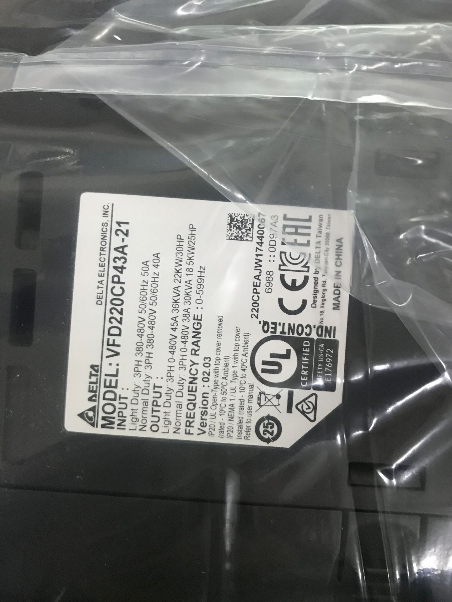 デルタcp2000シリーズVFD007CP23A-21 0.75KW vfdインバーター デルタcp2000シリーズVFD007CP23A-21 0.75KW vfdインバーター