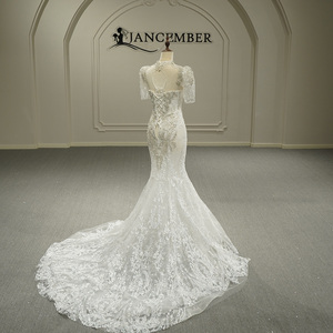 Jancember GT26046 Vestidos <span class=keywords><strong>de</strong></span> Novia Exclusivos <span class=keywords><strong>de</strong></span> Manga Corta y Cuello Alto Estilo Sirena - Product Image 3