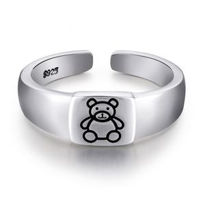 Dylam Teddy Bear Jewelry Sterling Adjustable <b>Stacking</b> Stamped 925 Fashion <b>Ring</b> Chunky <b>Rings</b> Dainty Blank <b>Silver</b> Plated Open - Product Image 1