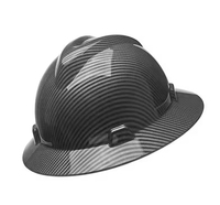 Casco duro de ala completa, aprobado para trabajos de construcción, diseño Gris Carbón de primera calidad, casco de seguridad FRP con rata ajustable de 4 puntos