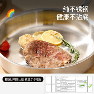 Stainless Steel <b>Frying</b> <b>Pan</b> 316 Nonstick Round <b>Induction</b> Cooktop Compatible For Eggs And Steaks - Product Image 5